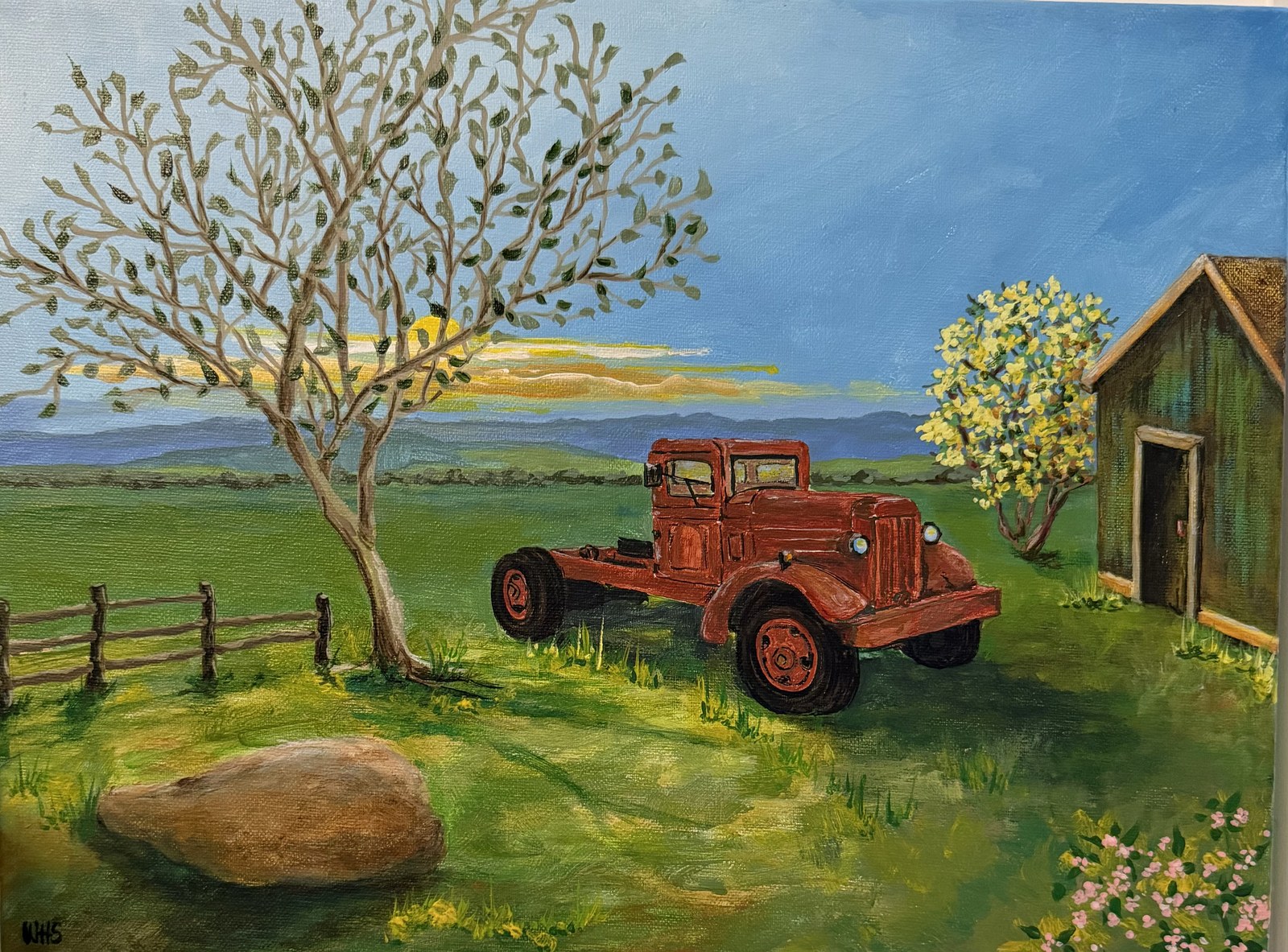 Red Truck in Spring