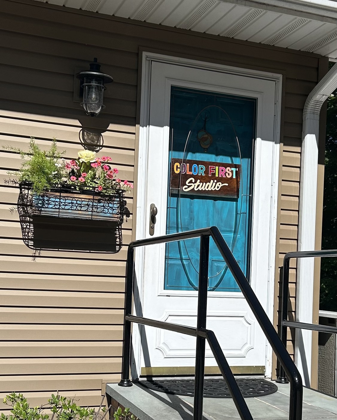The Color First Studio sign on the front door of the Mount Sinai studio